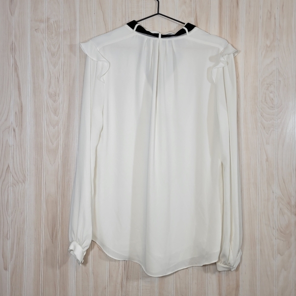 White House Black Market Velvet Tie Blouse Sz 10 - Picture 3 of 5